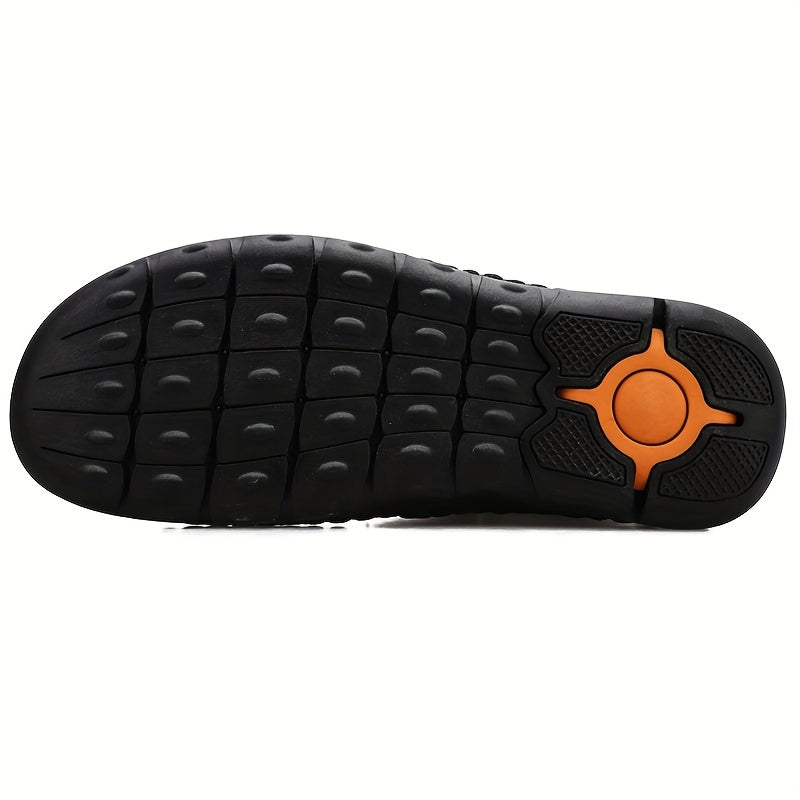 Men's Solid Hiking Boots Non Slip Zipper Casual Durable Shoes
