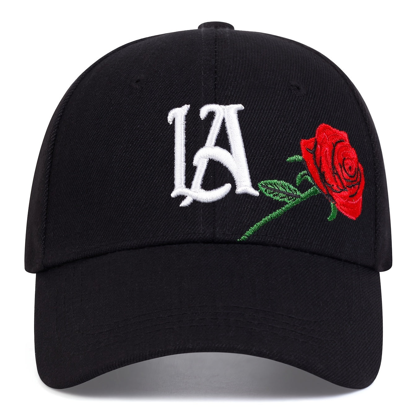 Men's LA Rose Embroidered Baseball Cap Adjustable Sun Cap