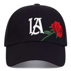 Men's LA Rose Embroidered Baseball Cap Adjustable Sun Cap