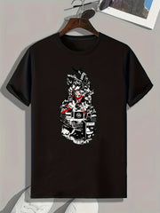 Skull And Computer Stuffs Print Men's Graphic T-shirt