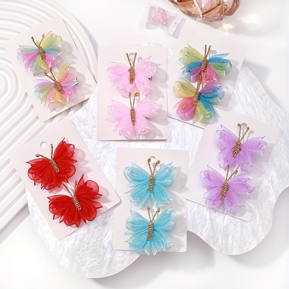 2pcs Butterfly Hair Clips for Baby Girls' Birthday Parties