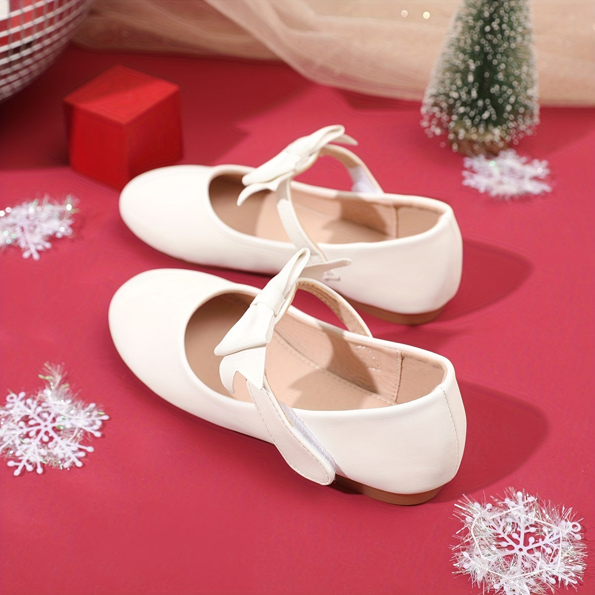Girls Bowknot Leather Shoes Lightweight Soft Princess Shoes