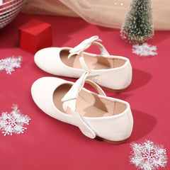 Girls Bowknot Leather Shoes Lightweight Soft Princess Shoes