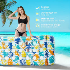 Adult Inflatable Pool Float Mat with Headrest