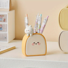 Resin Little Rabbit Tummy Time Toast Pen Holder