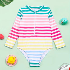 Toddler Girls Rainbow Stripe One Piece Swimsuit