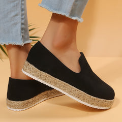 Women's Flatform Espadrilles Loafers Slip On Round Toe Shoes