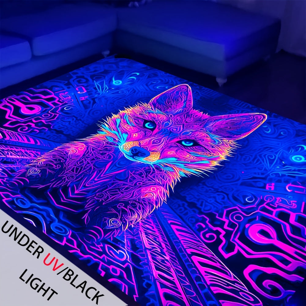 Fluorescent Pet Pattern Rug, UV Reactive, Non Slip Large Mat
