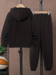 Boy's Basketball 2pcs Sweatshirt & Sweatpants Set LA Print Top Outfit