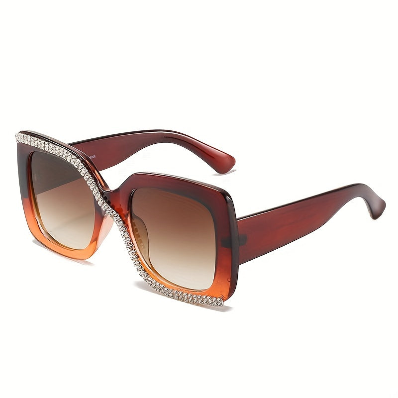 Men's Square Frame Sunglasses w/ Artificial Diamonds Anti UV400