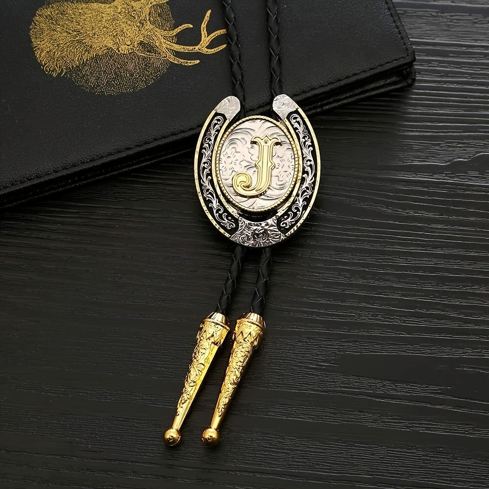 Round Natural J Bolo Tie Western Cowboy Shirt Accessory
