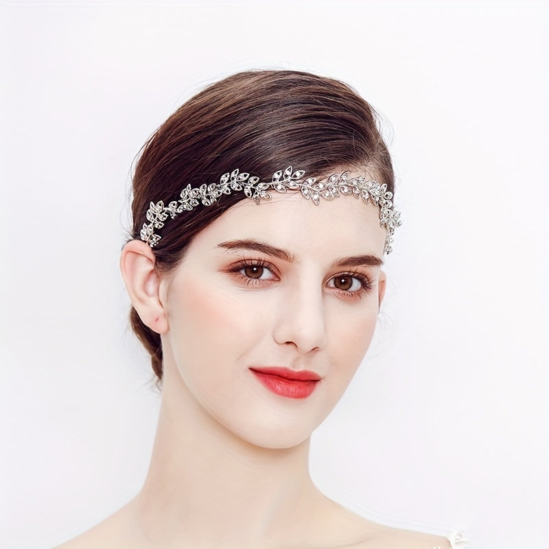 Rhinestone Lead Hair Band Adjustable Headband Bridal Wedding Headwear