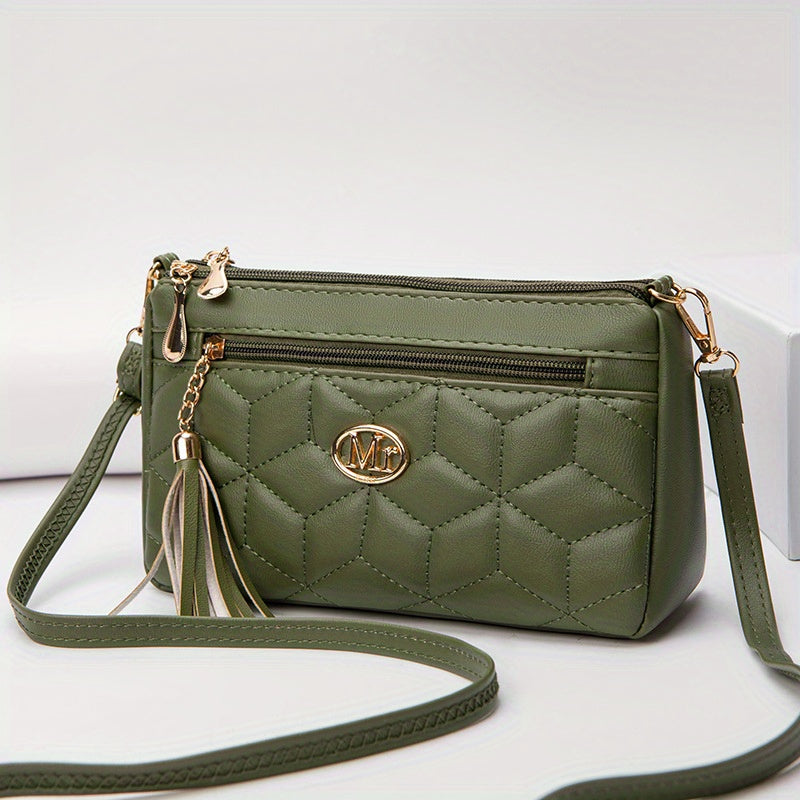 Quilted Crossbody Bag PU Shoulder Bag Women's Casual Handbag