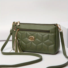 Quilted Crossbody Bag PU Shoulder Bag Women's Casual Handbag