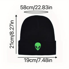 Alien Embroidery Beanie Cartoon Knit Hat Warm Skull Cap