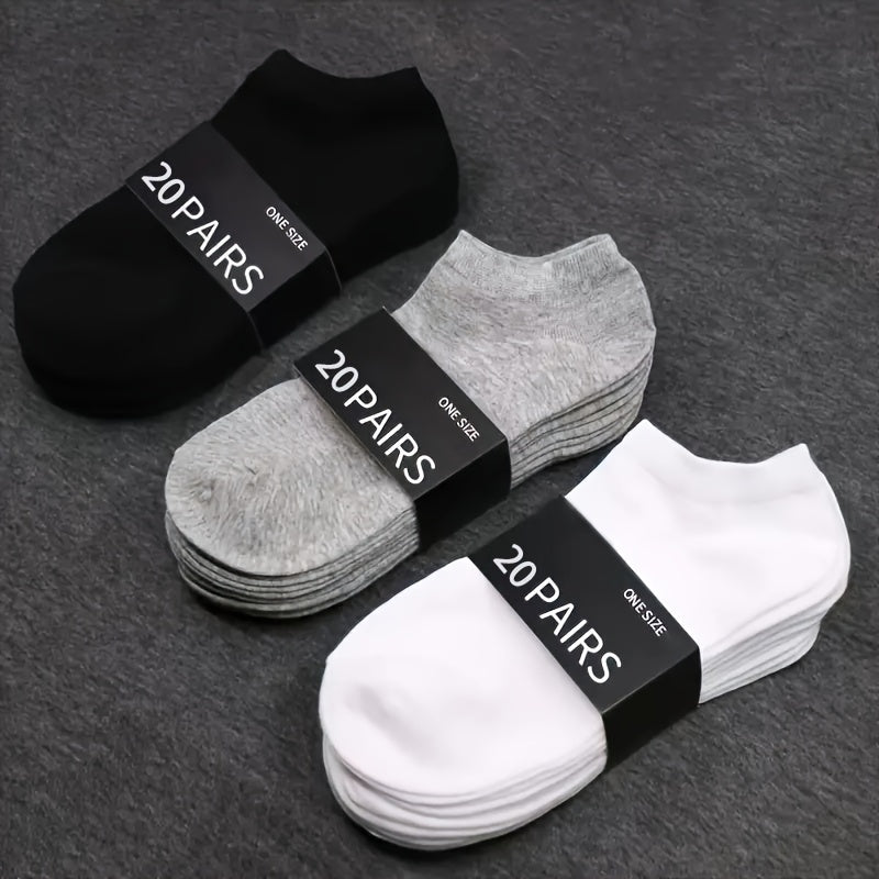 20 Pairs Men Women Socks Comfortable Breathable Ankle Socks Spring