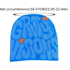 Spider Web Letter Jacquard Beanie Reversible Y2K Hip Hop Couple Knitted