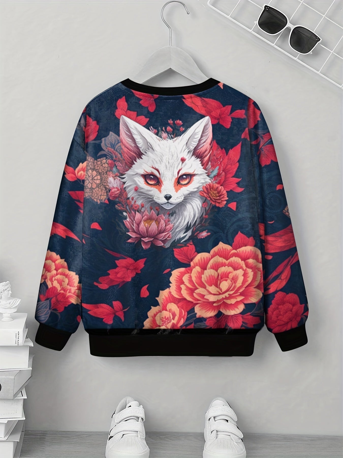 Teen's Mysterious Flower & Fox 3D Print Sweatshirt