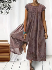 Solid Wide Leg Short Sleeve Jumpsuit Stitching Casual for Spring & Summer