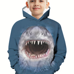 Shark 3D Pattern Print Boys Sweatshirt Hoodie Spring Fall