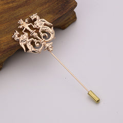 Vintage Men's Suit Plug-in Brooch Deer Lion Rabbit Sun Moon Long Needle