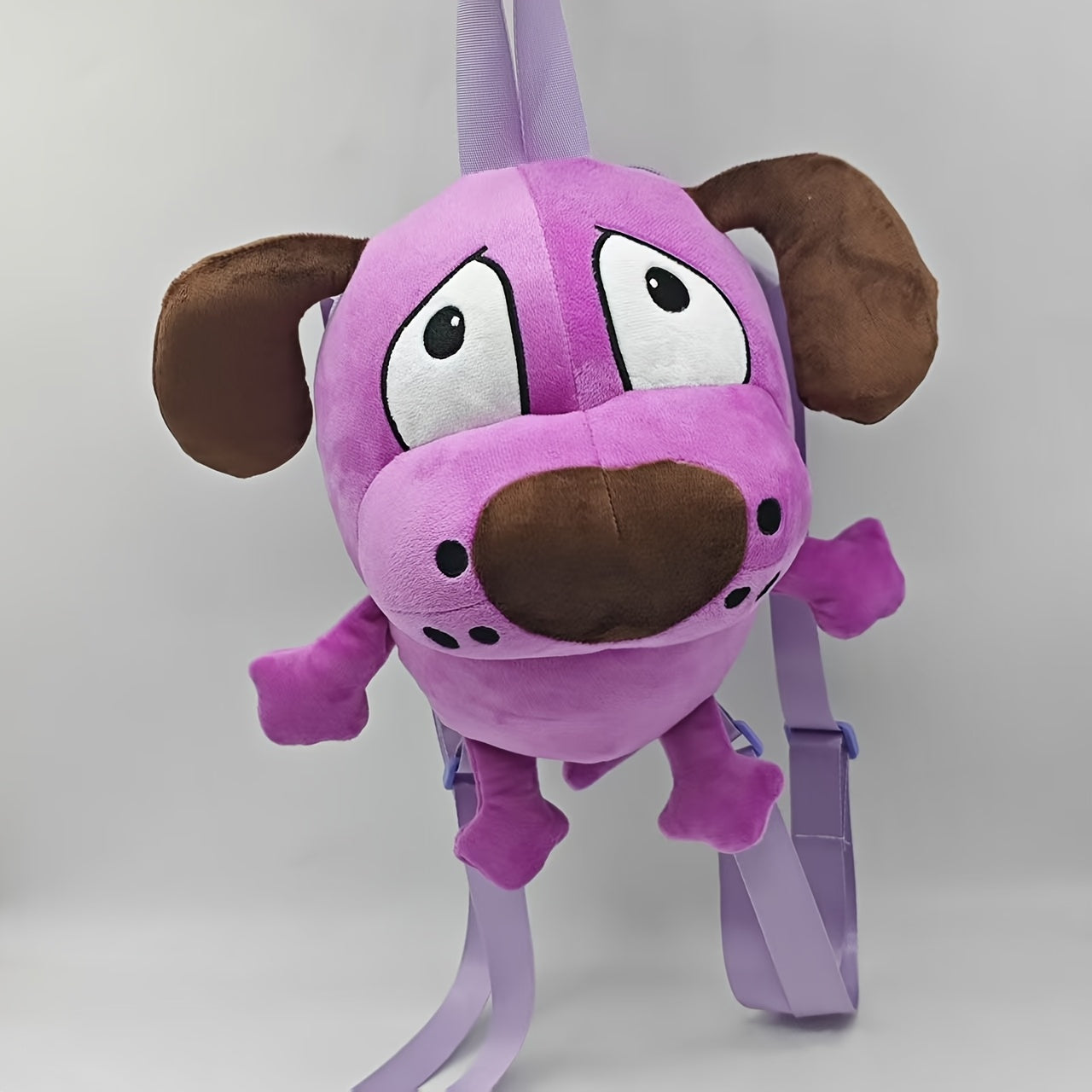 Purple Dog Plush Toy with Backpack Soft Stuffed Animal