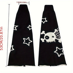 Skull & Star Print Leg Warmers Y2K Knee High Socks Women's Stockings