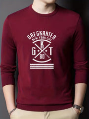 Men's Letter & Cross Knit Sweater Crew Neck Pullover