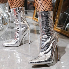 Women's Stiletto Heeled Boots Pointed Toe Short Boots Party High Heeled Boots
