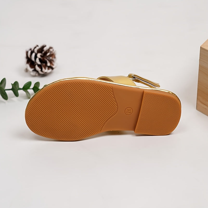 Girls Solid Open Toe Sandals Lightweight Breathable Vacation Beach Shoes