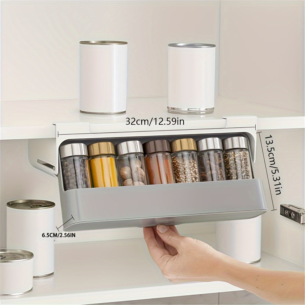 1pc Under Shelf Spice Organizer Wall Mounted Selfadhesive