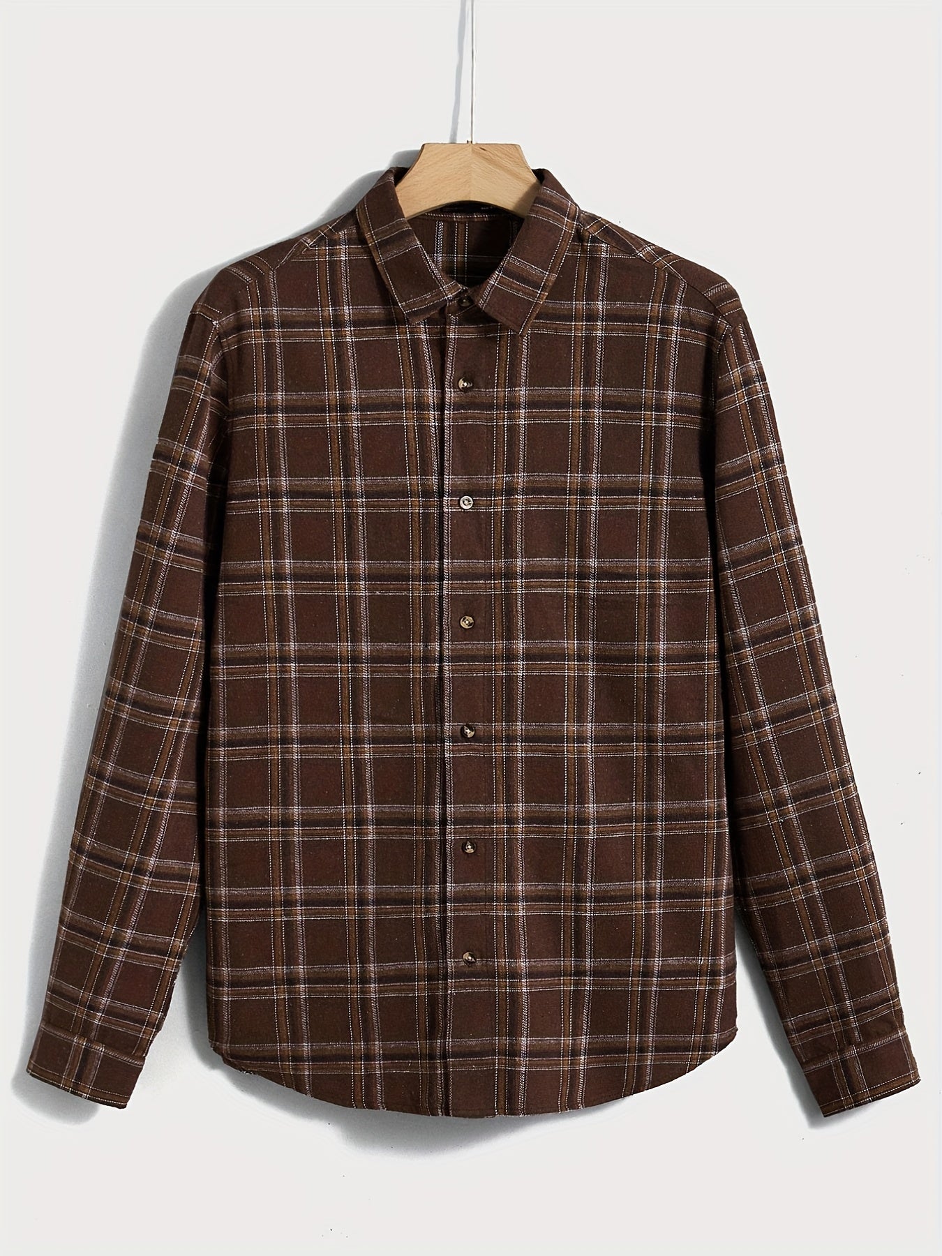 Men's Casual Plaid Shirt Outdoor Long Sleeve Lapel Stylish Comfort