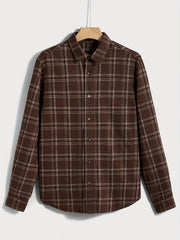 Men's Casual Plaid Shirt Outdoor Long Sleeve Lapel Stylish Comfort