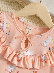 Toddler Girls Rabbit Graphic Casual Dress Kids Summer Clothes