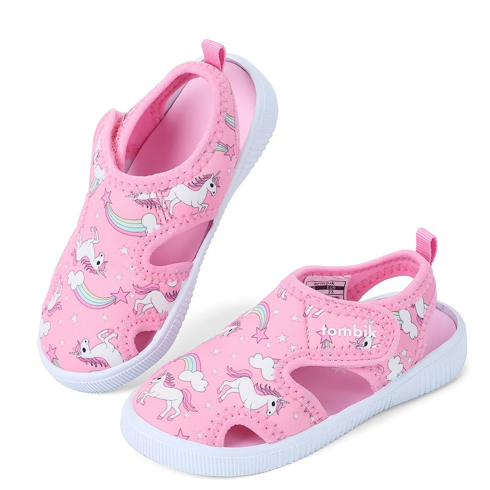 Girls Unicorn Print Sandals Non-slip Wading Shoes