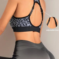 Leopard Print Sports Bra Sleeveless Tank Top Women's Activewear