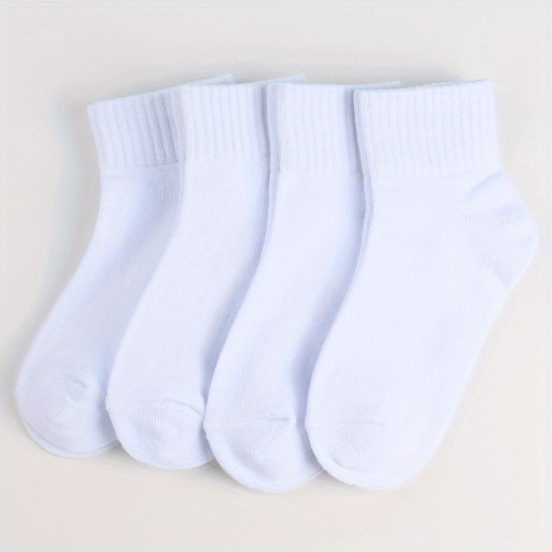 4 Pairs Kid's Sports Socks High Elastic Crew Socks