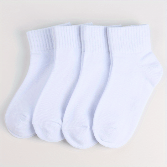 4 Pairs Kid's Sports Socks High Elastic Crew Socks