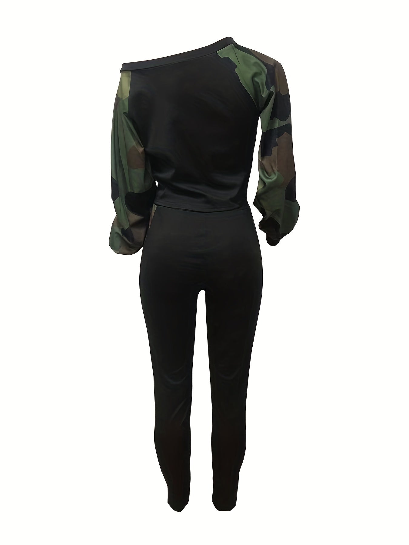 Patchwork Casual 2pc Set Long Sleeve Top & Long Pants
