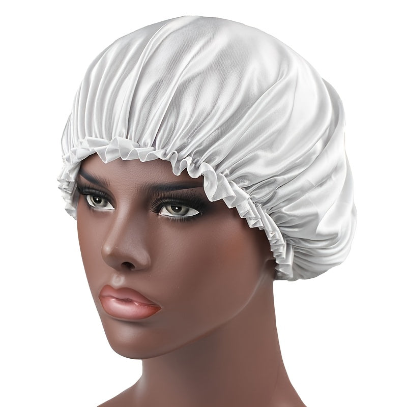 Satin Solid Wideband Sleeping Hat Night SleepCap Hair Care Bonnet
