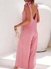 Backless Wide Leg Jumpsuit Sleeveless Solid