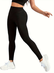 Solid Yoga Pants Stretch Running Leggings Women's Activewear