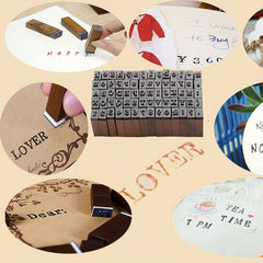 70pcs Rubber Stamp Letters Alphabets Set Vintage Wooden Number and Symbol Stamps