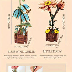 3D Rose Puzzle Wooden DIY Floral Model - No Electricity Needed