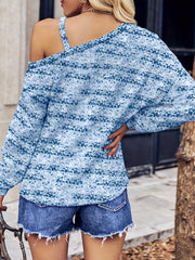 One Shoulder Metal Decor Knit Top