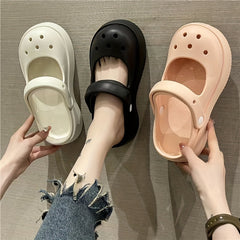 Women's Cut Out Platform Clogs Non Slip Slide Shoes