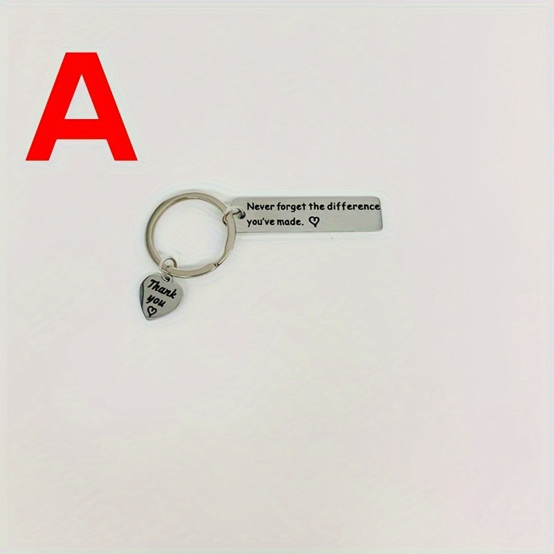 3pcs Stainless Steel Thank You Keychain Pendant for Teacher Parents