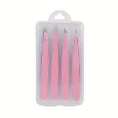 4pcs Eyebrow Tweezers Set with Storage Case