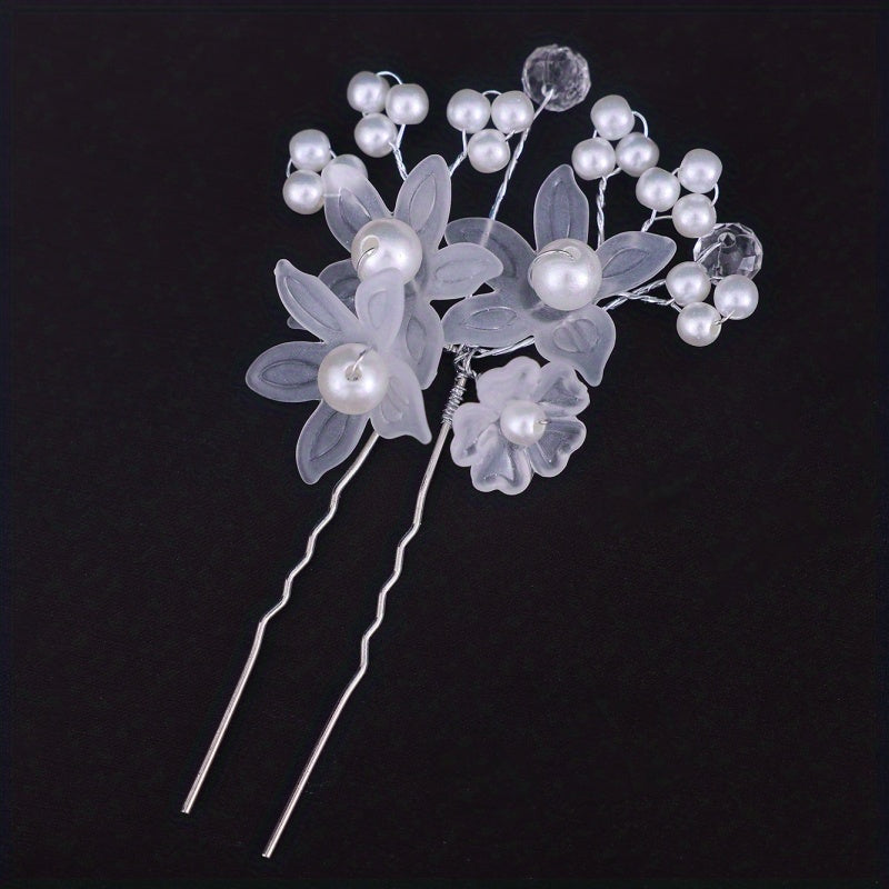 Faux Pearl Hairpin U-shaped Hair Clip Bridal Head Jewelry