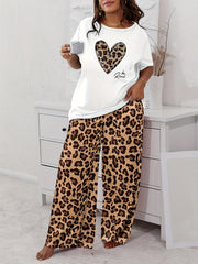 Leopard Print Casual Loungewear Set